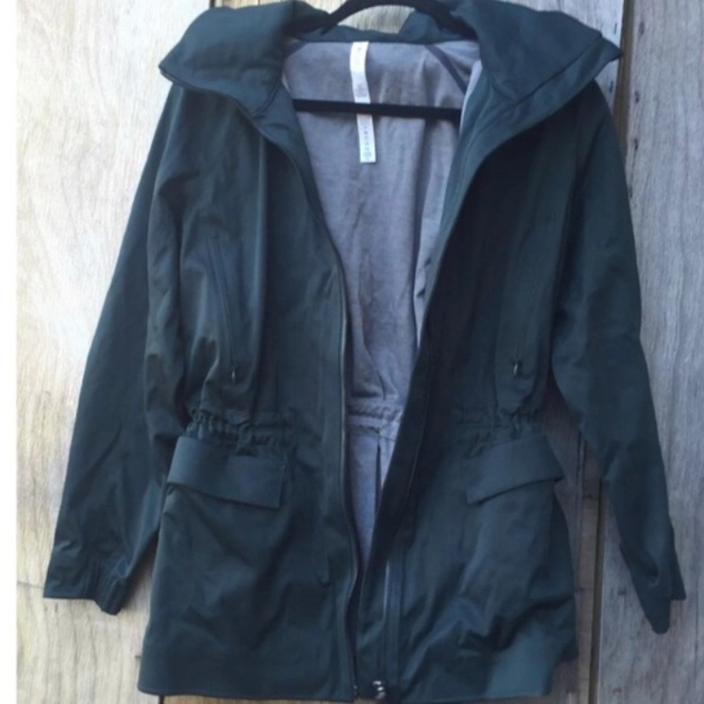 lululemon athletica dark green hooded shell jacket